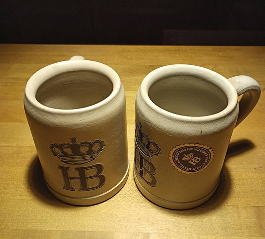 HB Hofbrauhaus Munchen Mug Beer Stein Cup 0.25L Vintage x 2 Lot!